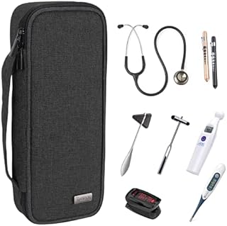 Teamoy Stethoscope Case, Stethoscope Carrying Bag Compatible with 3M Littmann, MDF, ADC, Omron Stethoscope and Other Accessories, Black