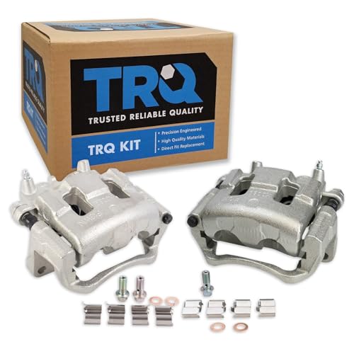 Image of TRQ Front Brake Caliper Set Zinc Coated Brackets Hardware Compatible with 2007-2009 Ford Edge 2007-2008 Lincoln MKX 2007-2012 Mazda CX-7
