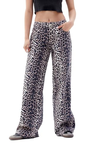 PacSun Women's Casey Low Rise Baggy Jeans Leopard