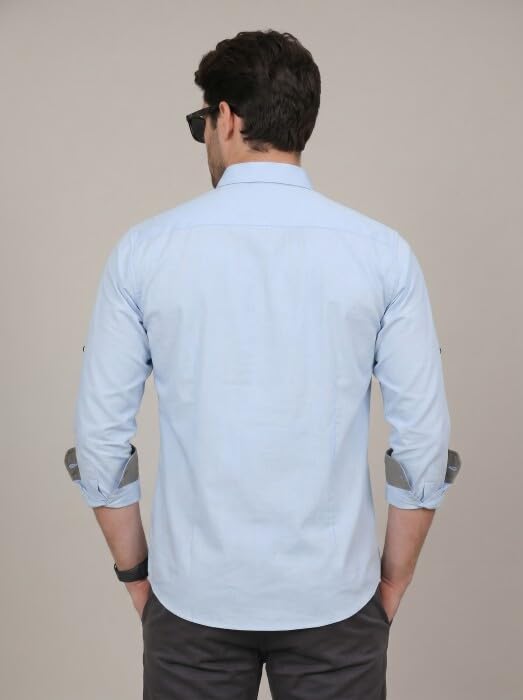 Image of Diverse Men's Cotton Blend Shirt with Pocket Design Spread Collar Full Sleeves Regular Fit and Standard Length | Comfortable Cotton Casual Shirt for Man