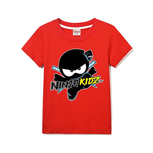 Kids Casual Short Sleeve Boys 100% Cotton Tee Girls T-Shirt (Red 7-8 Years 7 Years 8 Years)