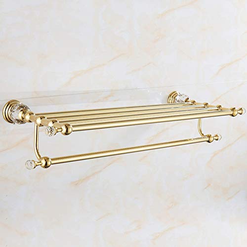 Toallero europeo de pared de acero inoxidable dorado con cristal para baño 2