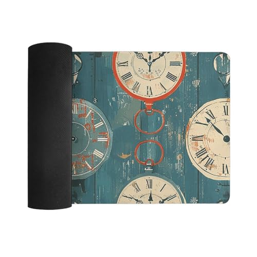 Desk Pad Protector 24x12 Inch Extended Retro Clock Pattern miniatura 3