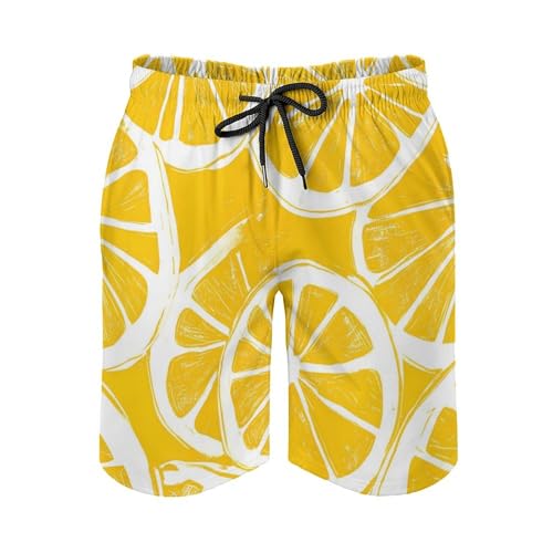 Lemon Orange Juice Men's Swim Trunks Board Shorts Beachshorts Swimsuits with Pockets Mesh Liner4