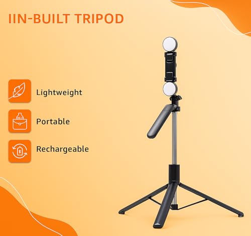 Image of Portable R16K UltraWide Tripod Selfie Stick with 3-Mode Brightness | 5.9 Feet Height for Scenic Shots & Live Content