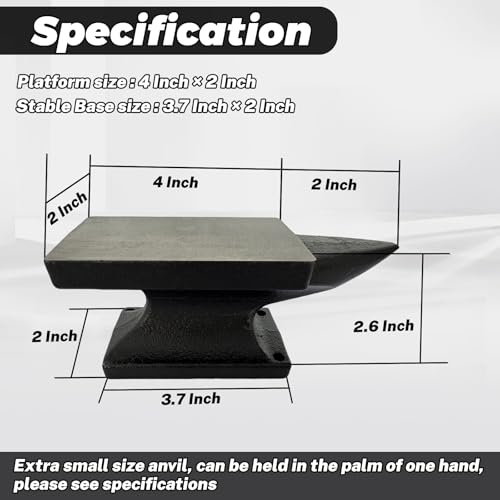 Hyecen Mini Horn Anvil,3Lbs Forged Iron Anvil for Jewelry Making,Blacksmith Forge Kit,Bench Block Anvil Silversmithing Tools Designed for Forging