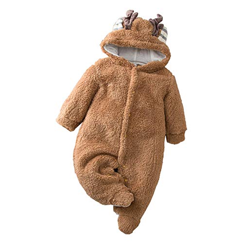 Taicanon Baby Boy Girl Cotton Jumpsuit Infant Baby Deer Warm Romper Snowsuit Brown 3-6M