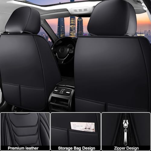 Image of Car Seat Covers Fit for Chevrolet Tahoe 1995-2025, Leather Automotive Seat Covers for Trucks, Heavy-Duty Wear Resistant Seat Protectors, Easy to Install, 5 Seats, Black