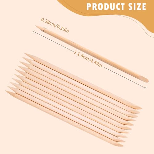 400 peças de palitos de unhas laranja, bastões de cera para depilação, palitos de madeira dupla face