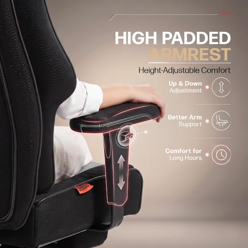Image of DROGO Majestic Ergonomic Office Chair for Work & Home 400LBS | Big and Tall Boss Chair for Office with High Cushion, Lumbar Support, Padded Armrest, 135 Recline & Footrest,1 Yr Warranty (Black&Grey)