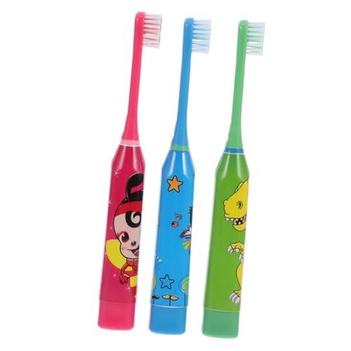 TOYANDONA Cepillo de Dientes Eléctrico Infantil Sónico con Cabezal y Suave para Diseño de Dinosaurio y Limpieza Efectiva y Batería Incluida Suministro para Cuidado Dental Infantil
