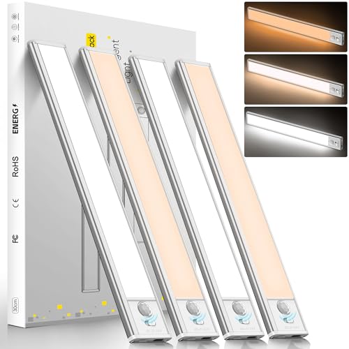 15.75inch Under Cabinet Lighting,with Motion Sensor,74LED 3Color Temperature,Closet Lights Motion