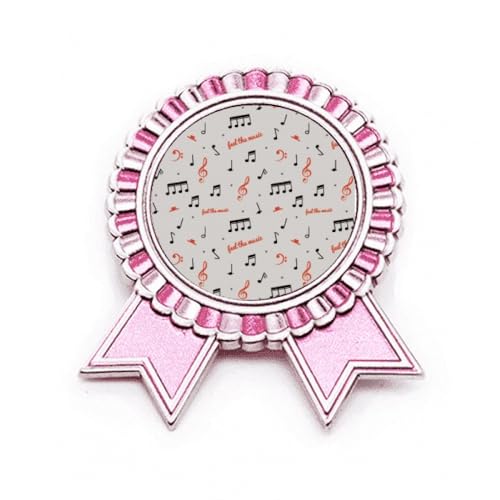 Broche rose notes de musique rouge et noire en métal taille M pour veste