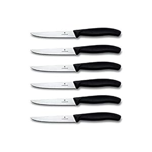 Victorinox Swiss Classic 6-Piece Steak Set (4½” Spear Point Serrated) Black, 4.25 x 0.5 x 0.5 inches, Multicolor