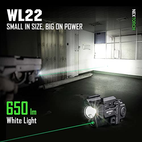 Nextorch 650 Lumens Rechargeable Ultra-Compact Tactical Flashlight With Green Beam And White Led Combo,Compatible With 1913 And G-L Rails(Wl22) #TOP1