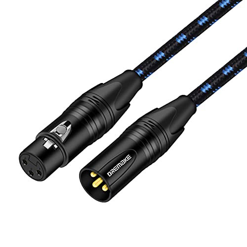 Dremake Xlr Mic Cable 3-Pin Xlr Male To Female Microphone Audio Cable, 15Ft Black Blue Tweed Braided Balanced Dmx Amp Instrument Patch Cords For Mixing Boards, Speaker Systems, Pro Audio, Preamps #TOP11