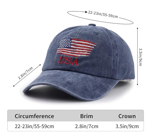 Image of American Flag Hats for Men Women, Embroidered Adjustable Cotton USA Baseball Cap