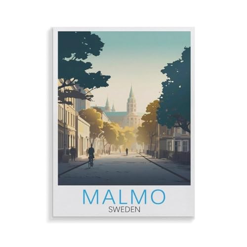 XJUfW Peinture par Numéros pour Adulte, Sweden Malmo，Kit de Peinture à l'huile sur Toile Bricolage pour Enfant avec pinceaux Peinture de Dessin de Pigment Acrylique，20x30cm(AA-419