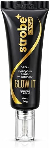 B INIK Strobe Cream 3-in-1 Highlighter, Primer and Moisturiser, Multipurpose Cream, Dewy Glazed Instant Glow, Highlighter ...