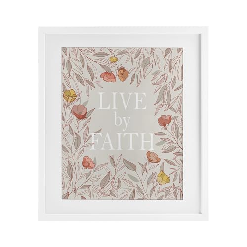 Impression encadrée Live By Faith Rosy Florals par Stupell Industries 40x33 cm