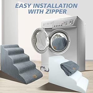 Dogs-Stairs-for-High-Bed-23in-Foam-Dog-Stairs-Steps-for-Large-Dogs-Large-Pet-Stairs-5-Steps-Dog-Ramp-to-High-Couch-Sofa-Bed-Indoor-with-Gentle-Slope-Nonslip-Bottom-Lint-Roller-Set-Gray - Cucciolini Doodles Dogs-Stairs-for-High-Bed-23in-Foam-Dog-Stairs-Steps-for-Large-Dogs-Large-Pet-Stairs-5-Steps-Dog-Ramp-to-High-Couch-Sofa-Bed-Indoor-with-Gentle-Slope-Nonslip-Bottom-Lint-Roller-Set-Gray