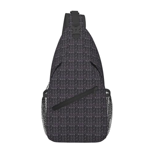 Mochila cruzada gótica SpookyPrint morada y negra para el día a día