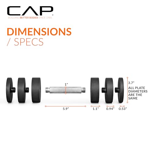 Image of CAP Barbell 15 lb Adjustable Dumbbell - Compact Cast Iron Weight | Multiple Options