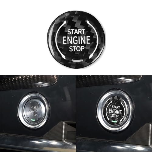 PJFUS Real Hard Pure Carbon Fiber Car Engine Start Button Cover Push Start Stop Button Cover Decoration Trim Compatible with Cadillac CT5/CT5-V/CT5-V Blackwing 2019 2020 2021 2022 2023 2024-Black
