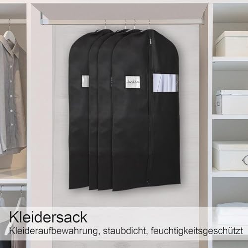 4 Stück Kleidersack 60x100cm,Anzug Schutzhülle,Staubdicht Kleidersäcke, Hochwertiger Anzug Transporttasche Atmungsaktive Anzugtasche für Anzug Jacken und Kleid Aufbewahrung Kleiderhülle,BOMEI PACK