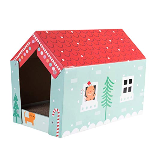 TEHAUX Casa-Casa Do Gato Scratcher Gato Garra Tipo Moedor Casa Cama de Gato Ondulado Papel Gato Gati
