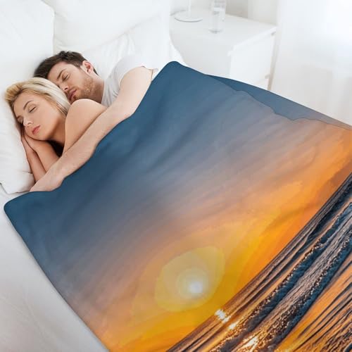Couverture polaire canapé coucher de soleil 140x178cm molleton doux - 7