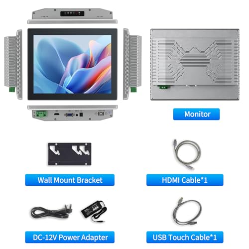 Image of 10.4 inch Touchscreen Monitor,Ratio 4:3 IPS PCAP Industrial Touch Screen Monitor with HD-MI VGA USB Port,Build-in Speakers & VESA,Touch Screen for PC,POS,Laptop,Home,RPI