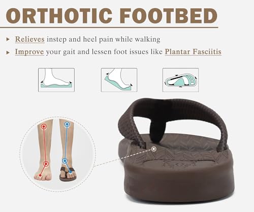 Image of KuaiLu Mens Flip Flops Arch Support Comfortable Summer Beach Thong Sandals Yoga Foam Cushion Slip on Slippers