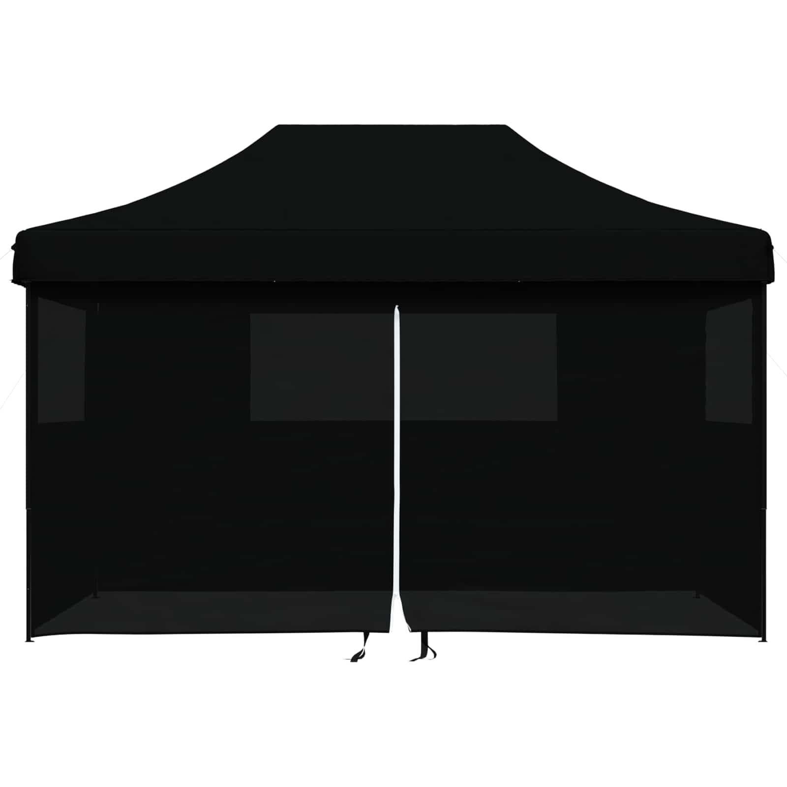 Namiot imprezowy z materiału Oxford, czarny, 292 x 440 x 315 cm, z malowaną proszkowo ramą, składany, pop up, do ogrodu, na taras, kemping, do aktywności na świeżym powietrzu, z ochroną UV i
