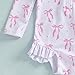 Baby Toddler Girls Swimsuits Long Sleeve Cute Bowknot Print Rash Guard with Hat UPF 50+ Sun Protection Infant Bathing Suits (White,12-18 Months)
