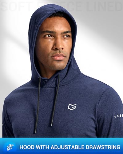 G Gradual Men's Fleece Hoodie Long Sleeve Athletic Workout Shirts(Dark Blue Heather,S) - image 4