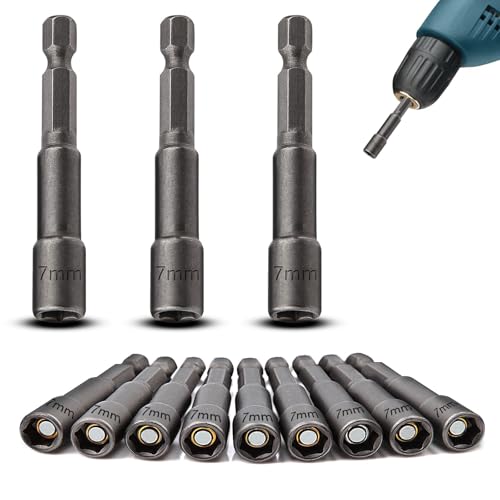 TXXATX 12 Piezas Llave de Vaso Hexagonal 7 mm Cambio Rápido Juego de Llaves de Vaso Taladro Magnético 1/4 Llaves de Vaso para Taladro Manuales Electric Screwdriver Atornilladores Inalámbricos