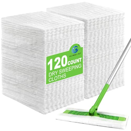 GLIMGLINT Dry Sweeping Cloths Pads Compatible with Swiffer Sweeper- Disposable Duster Refills Mop Pads for Cleaning Dust Hair Dirt Disposable Duster Mop Pad 120PK
