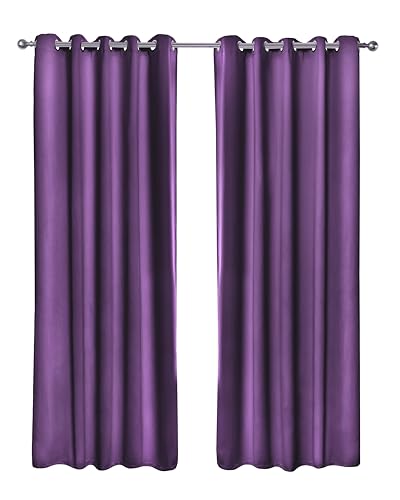 Emma Barclay – Blackout Curtains for Bedroom Living Room Thermal Insulated Woven Eyelet Blackout Curtains Cali Collection (66” x 72” Inch)(Amethyst)