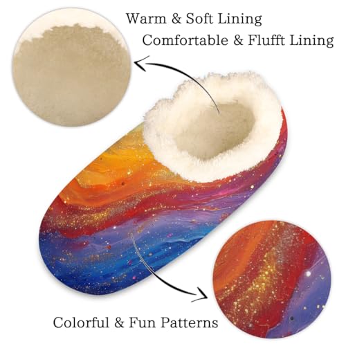 Rainbow Color Glitter Slippers for Women Slipper Socks Soft Fuzzy House Slippers Shoes for Indoor Bedroom, Winter Cozy Christmas Gifts2