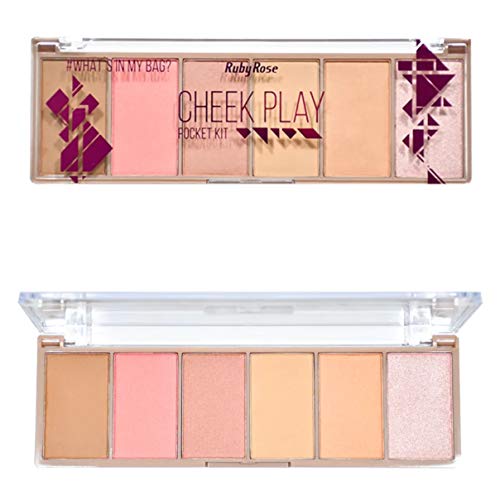 Kit Maquiagem Glow Ruby Rose Luisance Paleta De Blush Paleta De Sombras Bruma Fixadora Iluminador