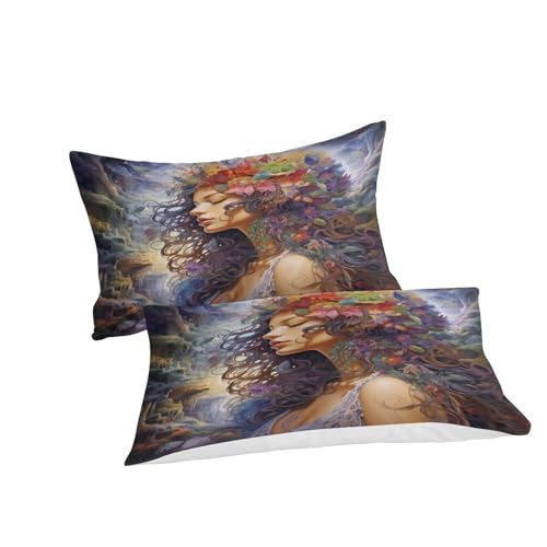 Housse de couette 220x240 imprimé 3D art fantastique avec fermeture éclair et taies