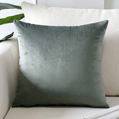 Artscope Luxury Velvet Pillow Covers Super Soft Decorative Square Throw Pillow Covers Case Cushion Covers for Sofa Couch Bedroom Car Decor 26x26 Inch Dark Grey