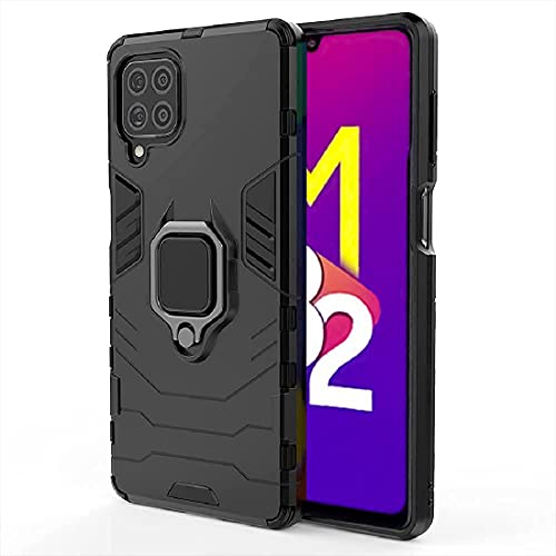 Image of Armor Defender Case | Rotating Ring Holder & Kickstand in-Built | Military Grade Armor | 360 Degree Protection Back Cover for Samsung Galaxy M32 4G / F22 4G / M22 4G (Black)