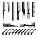 Dokpav 20pcs Peine de peluquería, Juego de peines profesionales para estilistas de cabello, 10 Peines de Peinado +10...
