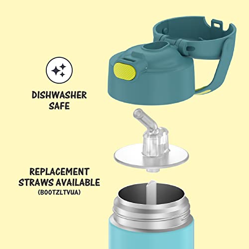 Thermos Funtainer 12 Ounce Stainless Steel Vacuum Insulated Kids Straw Bottle, Blue/Green #TOP3