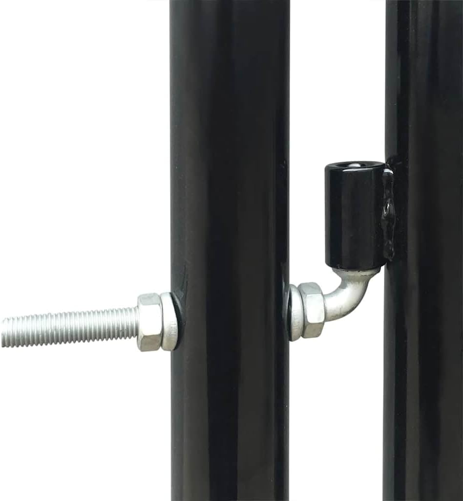 vidaXL Black Single Door Fence Gate - Heavy-Duty Steel Security Barrier with Lock and 3 Keys, Galvanized Reinforcement, Easy Installation for Garden, Patio, Terrace