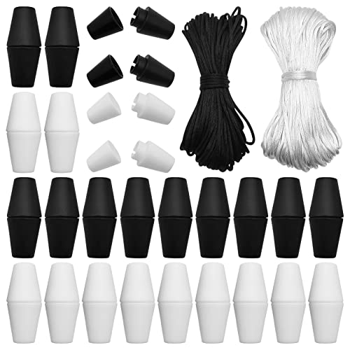 60Pcs Breakaway Clasp With 40M Replacement Necklace Cords,Clasp Bead Barrel Connectors Breakaway Safety Clasps Plastic Clasp Buckle Connectors For Lanyard Pendant Necklace Jewelry Making (Black,White) #TOP11