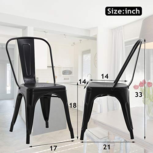 Metal Chairs Outdoor Indoor Dining Chairs Side Stackable Chic Restaurant Bistro Cafe Tolix Chairs With Back, Set Of 2, Kitchen Farmhouse Pub Trattoria Industrial Metal Bar Chairs Hold Up To 330Lbs #TOP2
