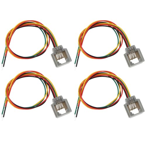 eMagTech Lot de 4 prises téléphoniques 6P4C RJ11 20 cm RJ12 623MS pour téléphone, télécopieur, interphone